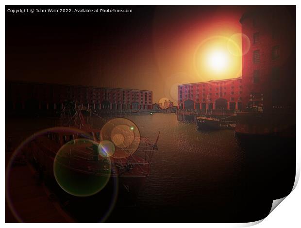 Royal Albert Dock And the Pier Head at night (Digital Art) Print by John Wain