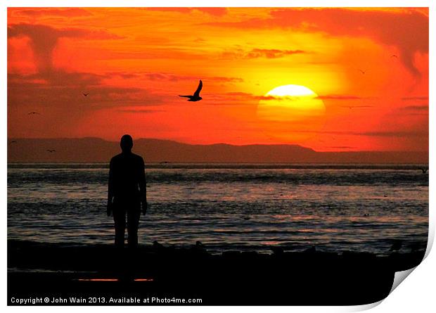 Bird watching on the beach Print by John Wain