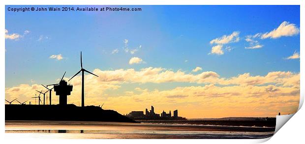 Liverpool WaterFront from Crosby Beach Print by John Wain
