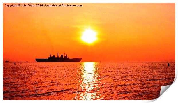 Aircraft Carrier HMS Illustrious Print by John Wain