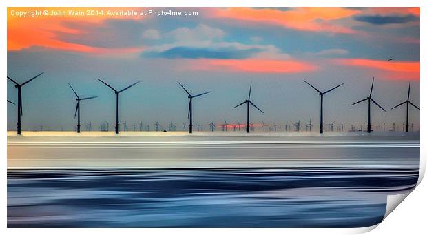 Windmills to the Horizon Print by John Wain