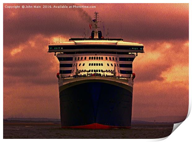 Queen Mary 2 Print by John Wain