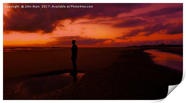 Gormley Iron Man at Sunset Print by John Wain