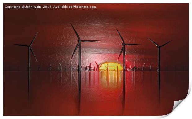 Windmills in the Sun (Digital Art) Print by John Wain