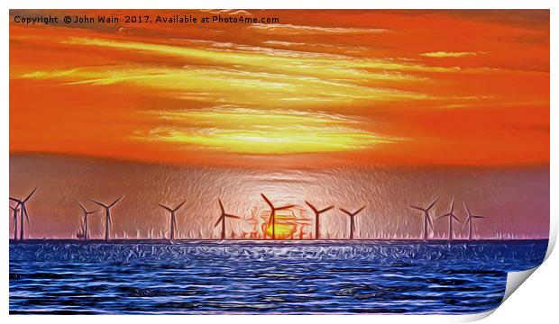 Windmills to the Sun (Digital Art) Print by John Wain