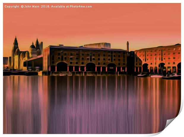Royal Albert Dock And the 3 Graces (Digital Art) Print by John Wain