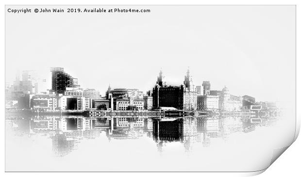 Liverpool Waterfront Skyline (Digital Art) Print by John Wain