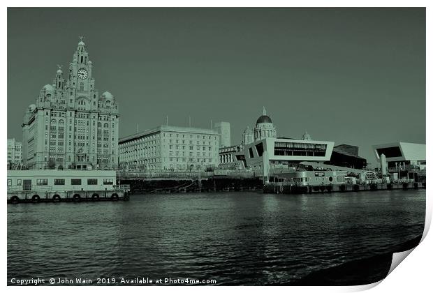 Liverpool Waterfront Skyline Print by John Wain