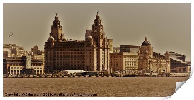 Liverpool Waterfront Skyline Print by John Wain