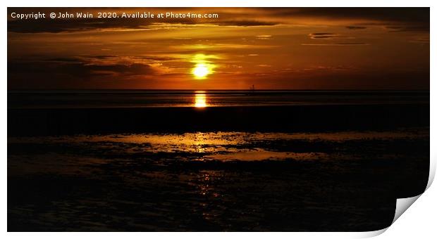 Irish Sea at Sunset Print by John Wain