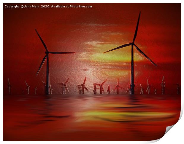 Windmills (Digital Art) Print by John Wain