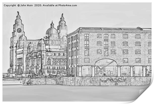 Royal Albert Dock, Liverpool (Digital Art) Print by John Wain