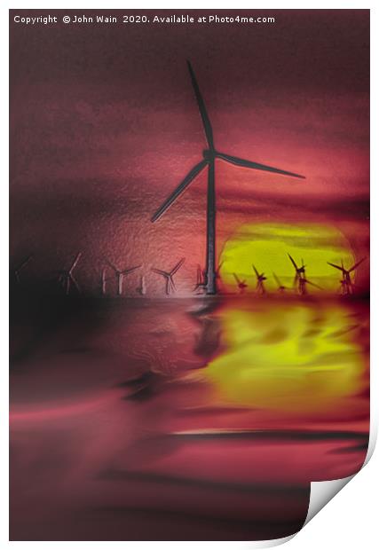 Windmills (Digital Art) Print by John Wain