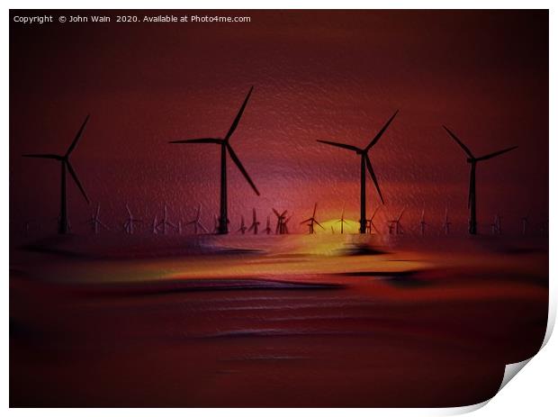 Windmills (Digital Art) Print by John Wain