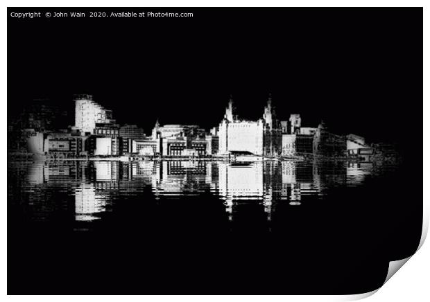 Liverpool Waterfront Skyline (Digital Art) Print by John Wain