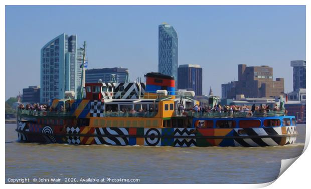 Mersey Ferry (Original Digital Art) Print by John Wain