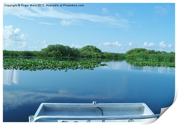 Airboat ride on the Everglades Print by Roger Wain