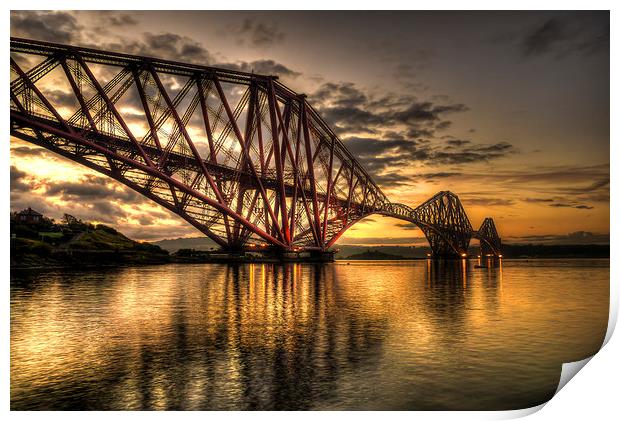 Sunrise over the bridge Print by jim scotland fine art