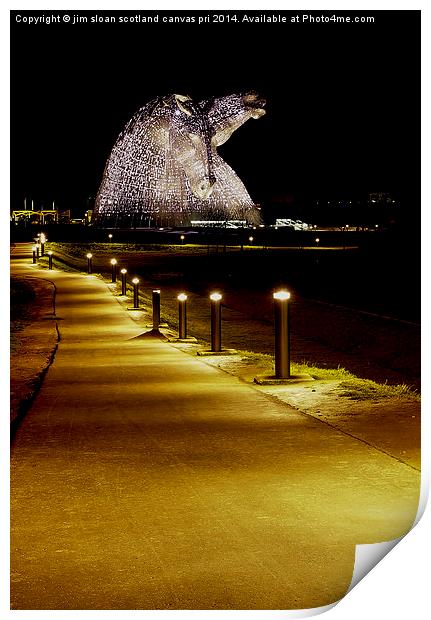 The kelpies path in Print by jim scotland fine art