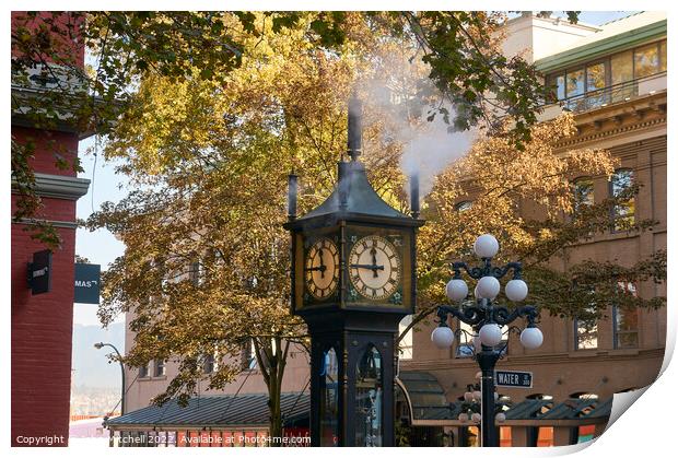 Gastown Steam Clock in Vancouver Print by John Mitchell