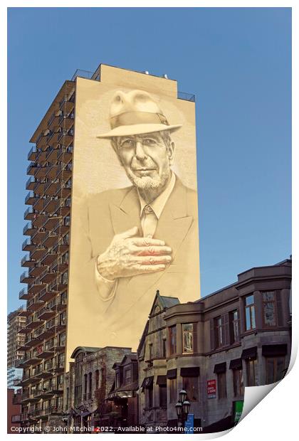 Leonard Cohen Mural in Montreal Print by John Mitchell