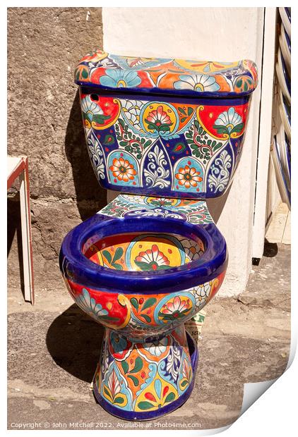 Colourful Mexican Toilet Bowl Print by John Mitchell