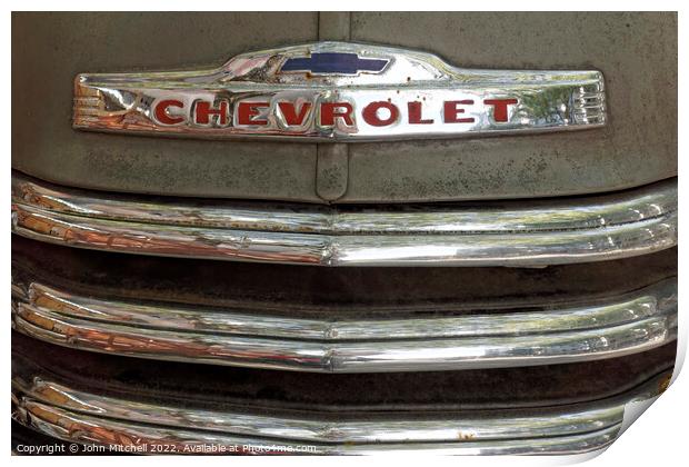 Old Chevy Pickup Truck Grill Print by John Mitchell