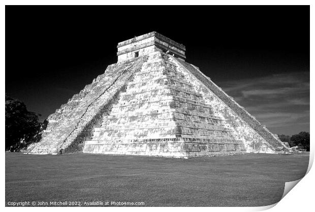 El Castillo Mayan Pyramid at Chichen Itza Mexico Print by John Mitchell