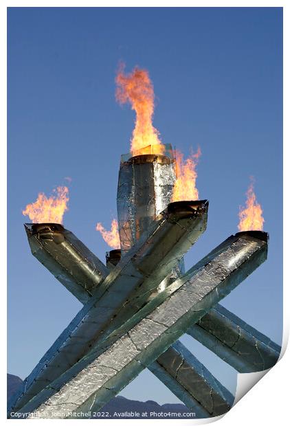 Olympic Cauldron Vancouver 2010 Winter Games Print by John Mitchell