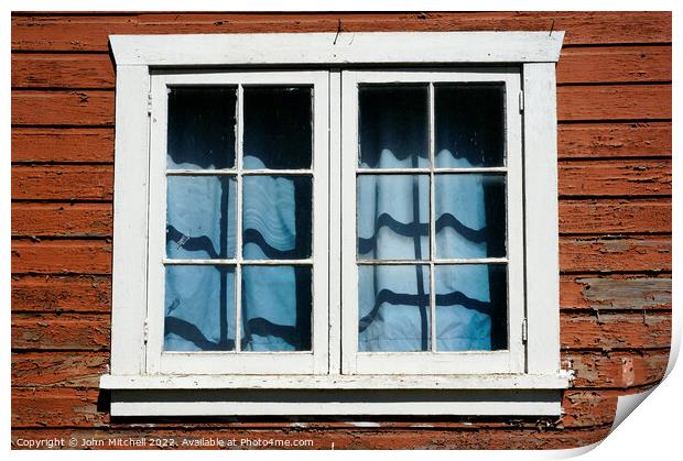 Window in a Rustic Wooden Cottage  Print by John Mitchell