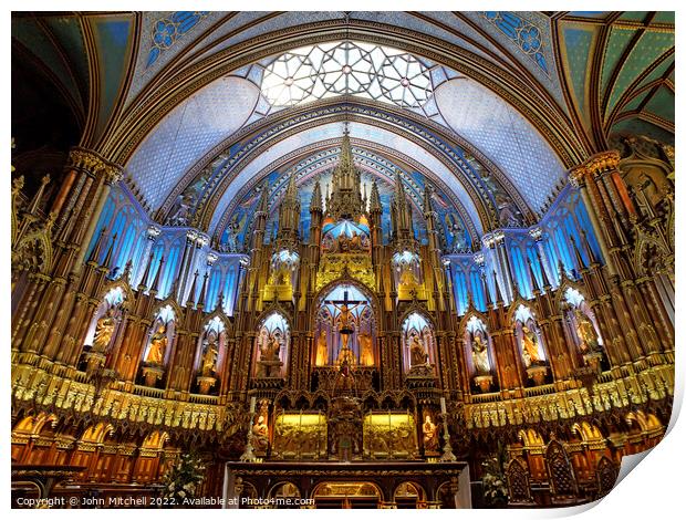 Notre Dame Basilica Altar Montreal Print by John Mitchell
