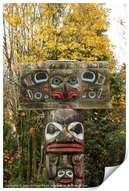 Haida Nation Mortuary Pole Print by John Mitchell