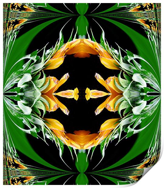 Orange and green abstract 2 Print by Ruth Hallam