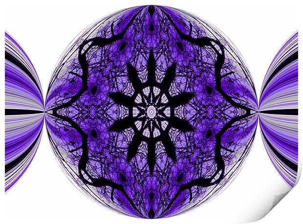 Purple and black pattern pinched Print by Ruth Hallam