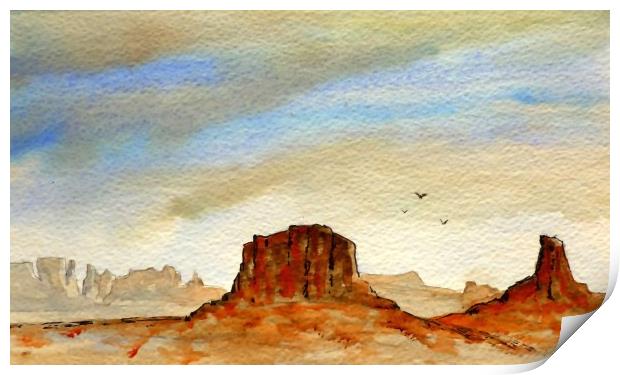 USA  wildwest  watercolor Print by dale rys (LP)