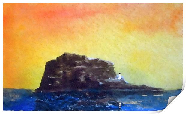 BASS ROCK  HAND PAINTING Print by dale rys (LP)