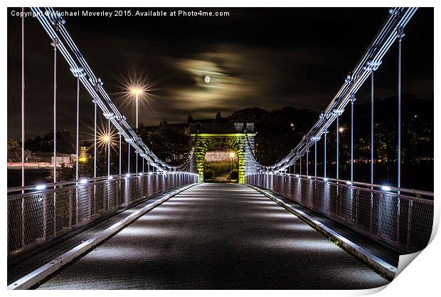 Wellington Bridge at Night Print by Michael Moverley