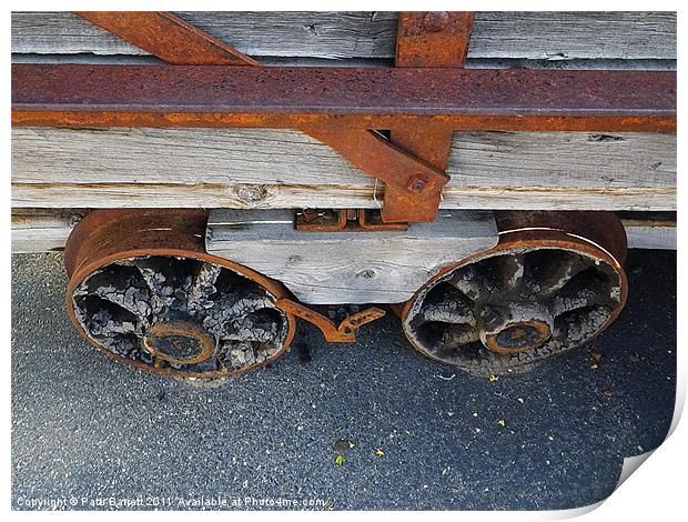 Antique Train Trailer Wheels Print by Patti Barrett