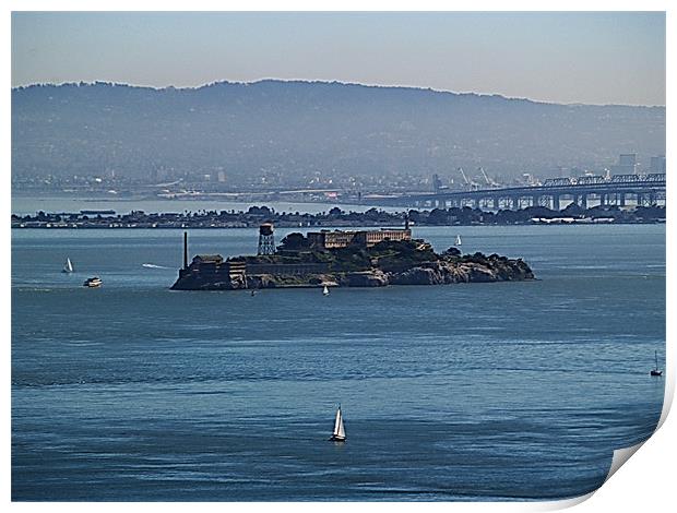 Sailing Around Alcatraz Print by Patti Barrett