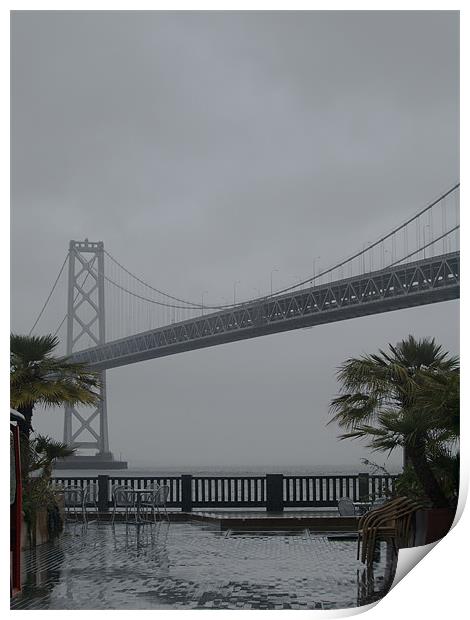 Oakland Bridge in a storm San Francisco Print by Patti Barrett