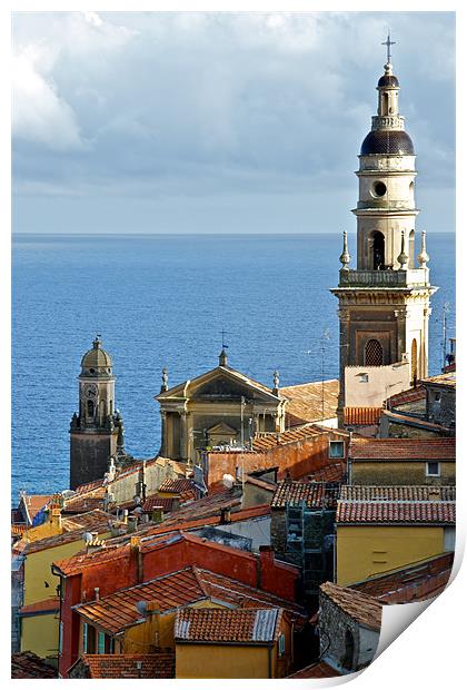 Basilique Saint Michel, Menton Print by Benoit Charon