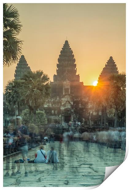 Angkor Wat sunburst Print by Jed Pearson
