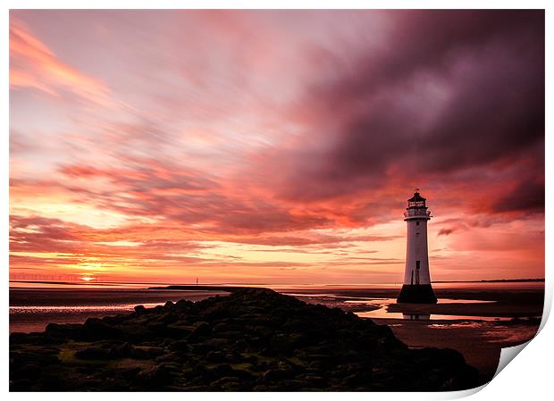 Perch Rock Sunset Print by Jed Pearson