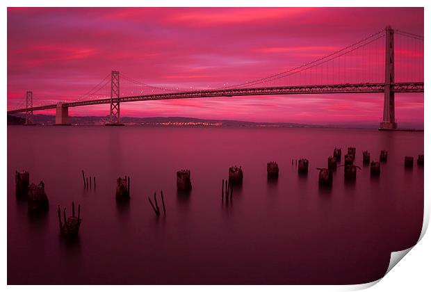 Bay Bridge Sunset Print by Jed Pearson