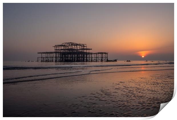 West Pier sunset Print by Jed Pearson