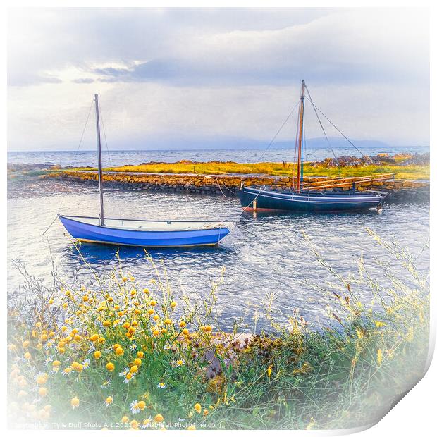 Sailing Boats in Portencross Harbour Print by Tylie Duff Photo Art
