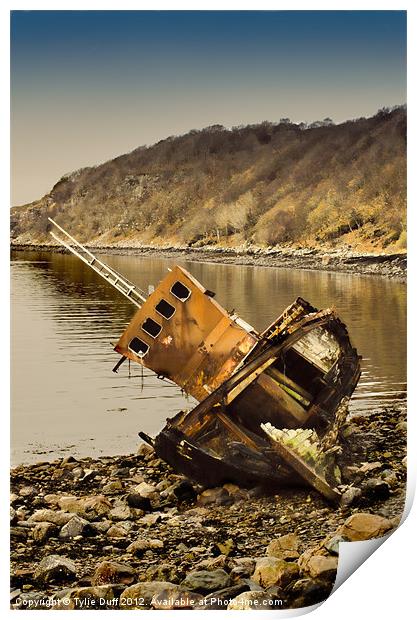 Shipwreck on Highland Beach at Diabaig Print by Tylie Duff Photo Art