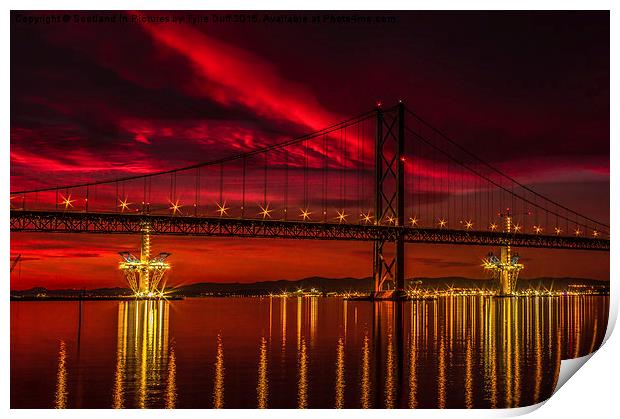  Fiery Sunset over Forth Road Bridge Print by Tylie Duff Photo Art
