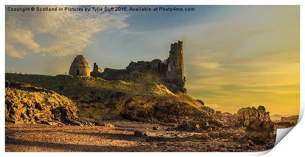  Sunset Over Dunure Castle Ayrshire Print by Tylie Duff Photo Art