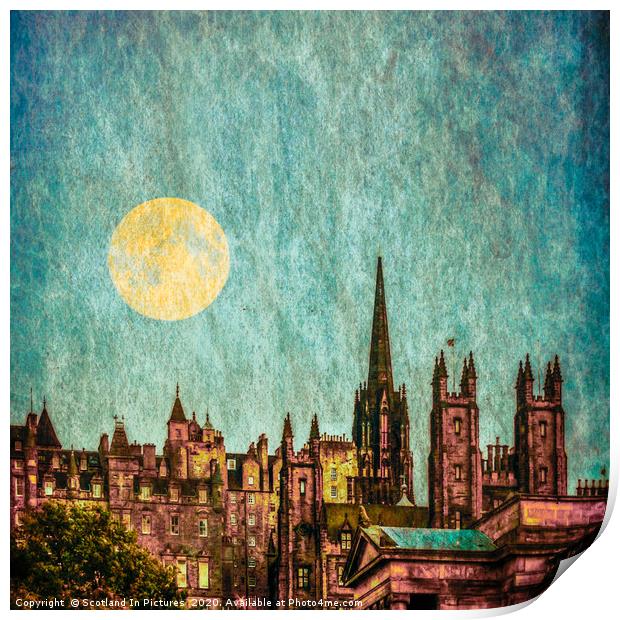 Moonlight Over Edinburgh Old Town Print by Tylie Duff Photo Art